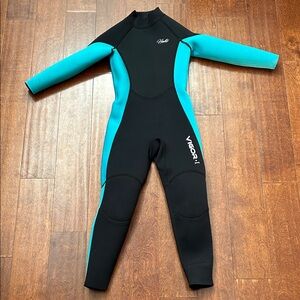 Hevto Kid’s Black and Teal Full Wetsuit, Size 10